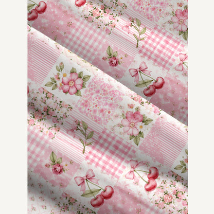 Strawberry Bow Garden Patchwork Print Wide Straps Maxi Dress With Pockets