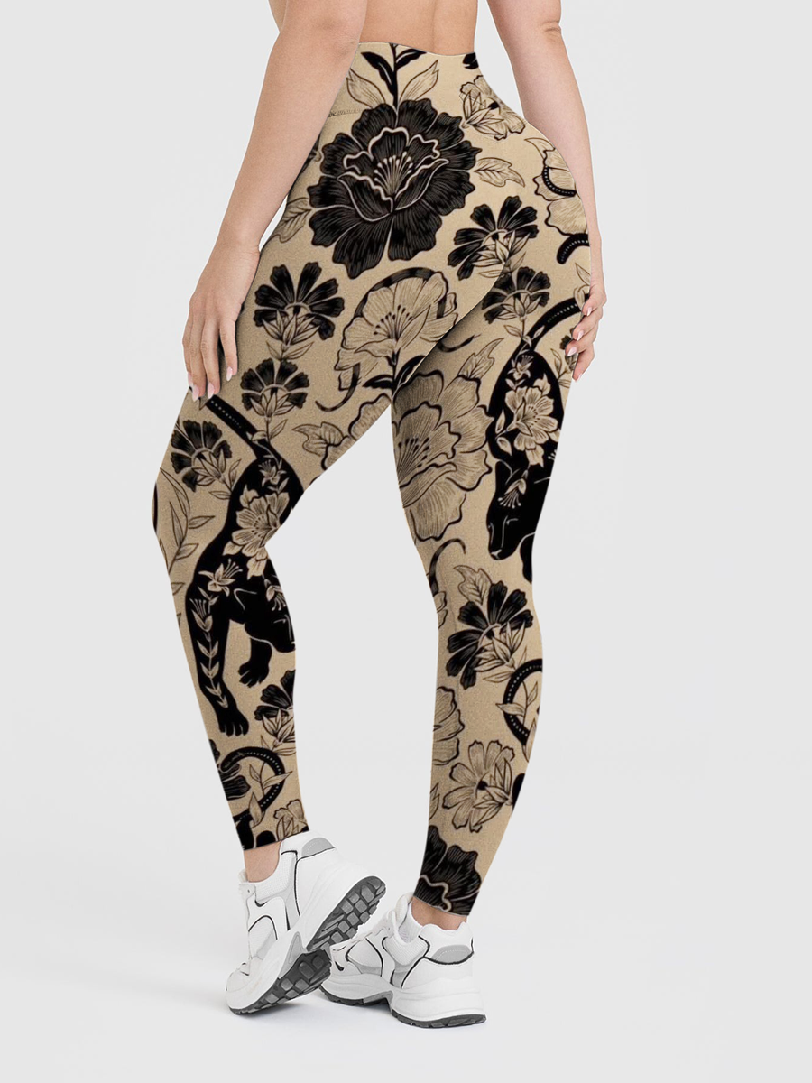 Vintage Wild Panther Garden Leggings