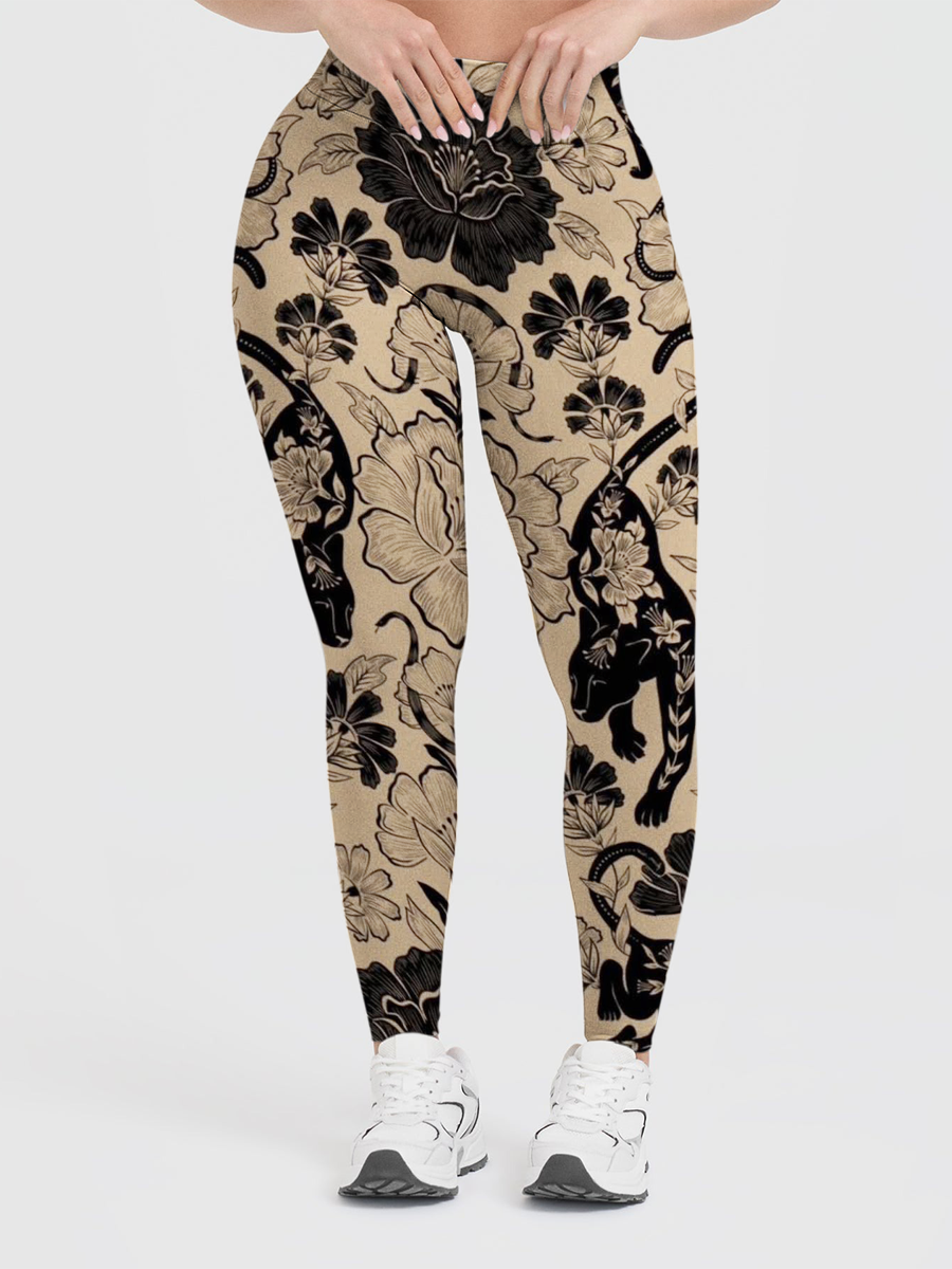Vintage Wild Panther Garden Leggings