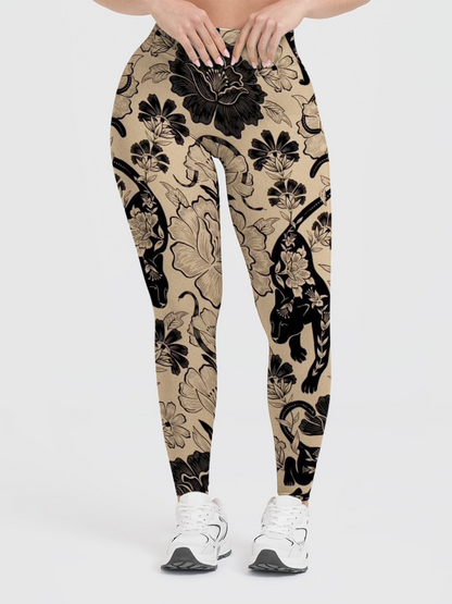 Vintage Wild Panther Garden Leggings