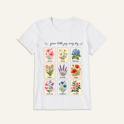 Little Joy Botanical Cards Print Crew Neck Cotton Tee