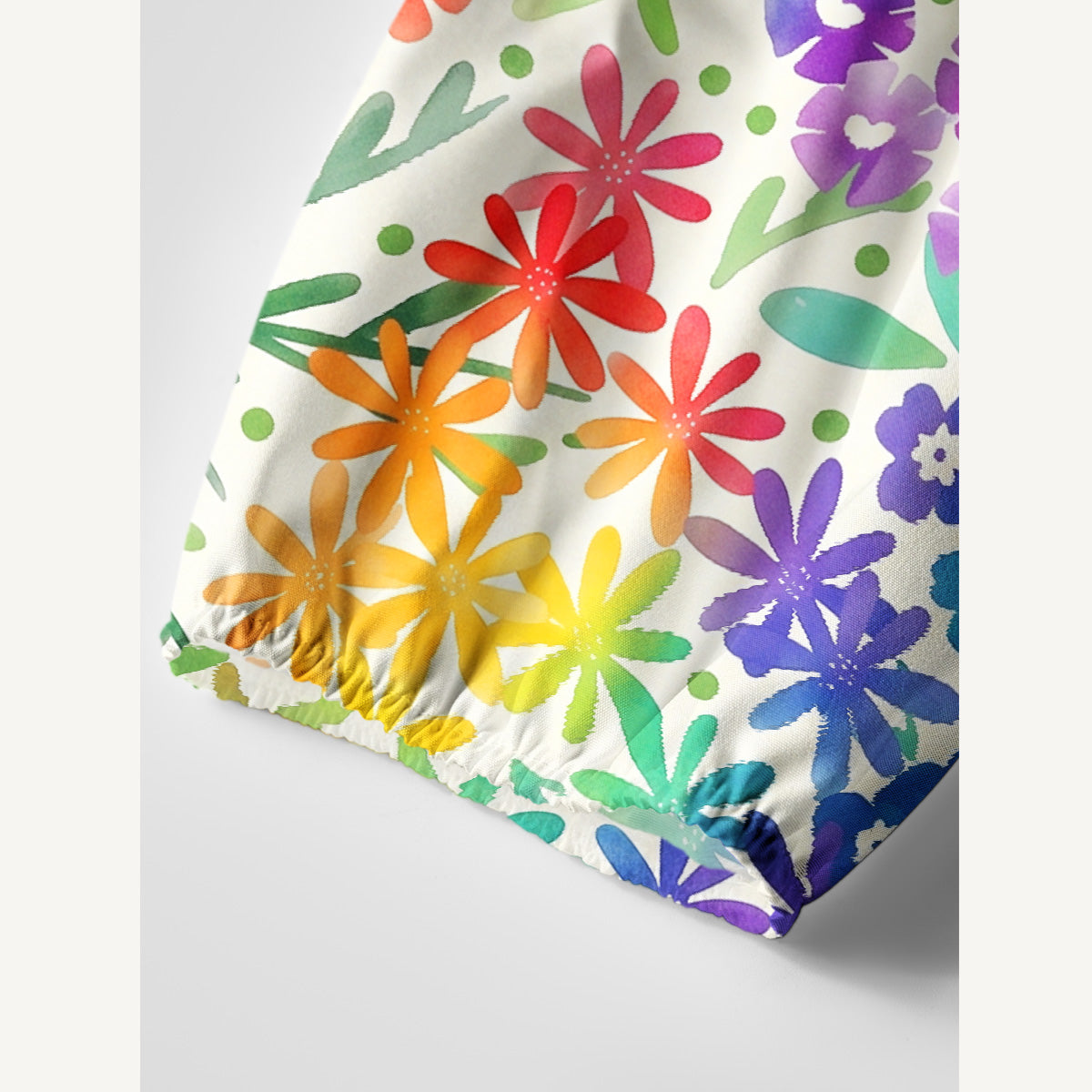 Fun Rainbow Print Boho Tie‑Neck Smock Mini Dress