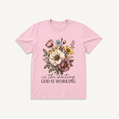 Vintage Wildflowers Bouquet Print Crew Neck Cotton Tee