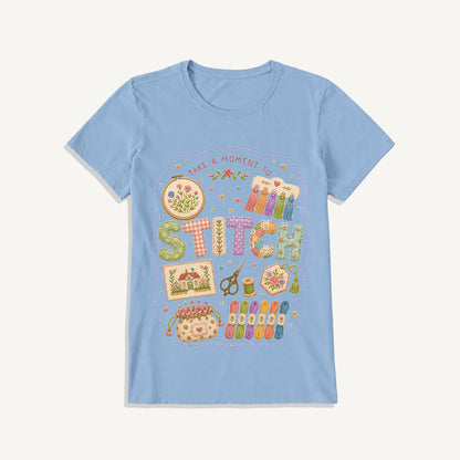 Stitching Elements Print Crew Neck Cotton Tee