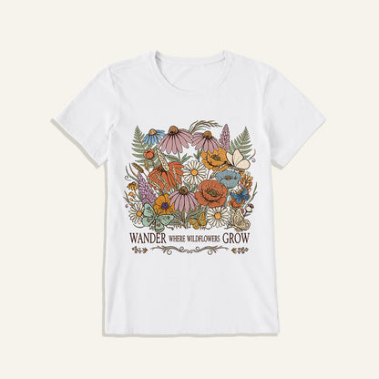 Wander Wildflowers Print Crew Neck Cotton Tee