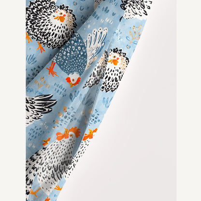 Chickens Blue Print Wide Straps Maxi Dress With Pockets
