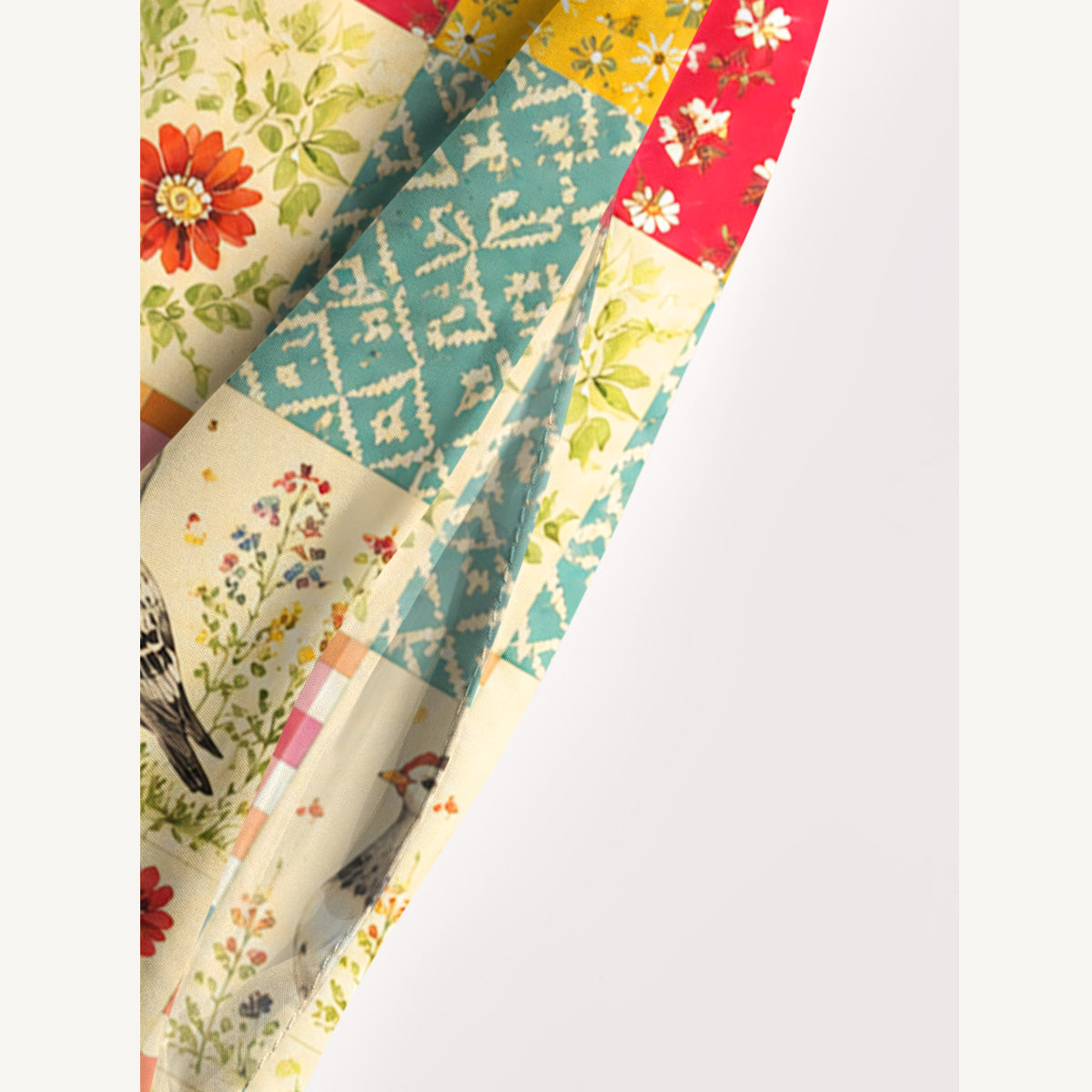 Country Patchwork Garden Print Wide Straps Maxi Dress With Pockets