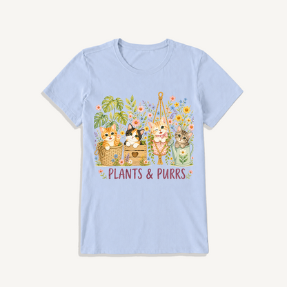 The Purrfect Garden Potters Print Crew Neck Cotton Tee