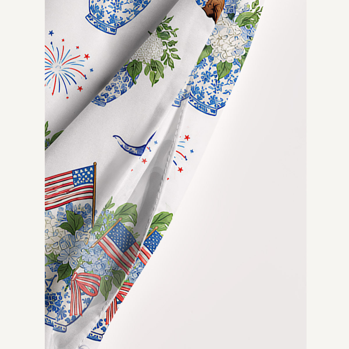 Patriotic Pups & Porcelain Print Wide Straps Maxi Dress With Pockets