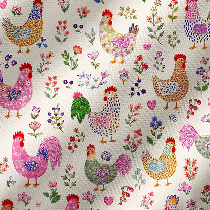 Colorful Farm Chickens Print Kimono Wrap