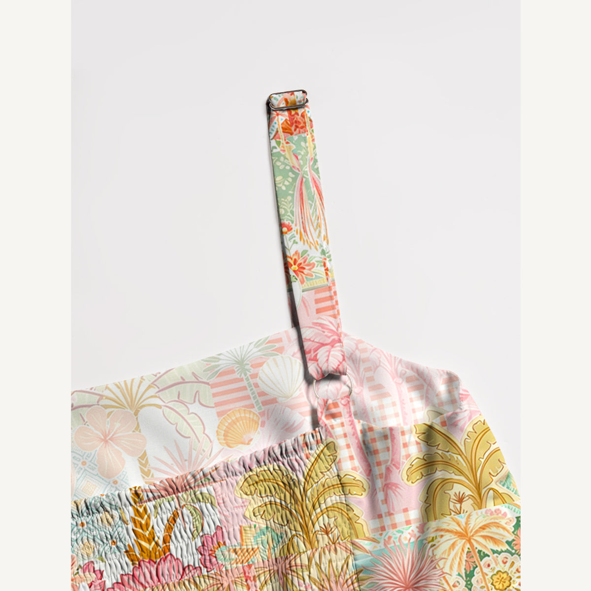 Bohemian Tropical Paradise Print Wide Straps Maxi Dress With Pockets