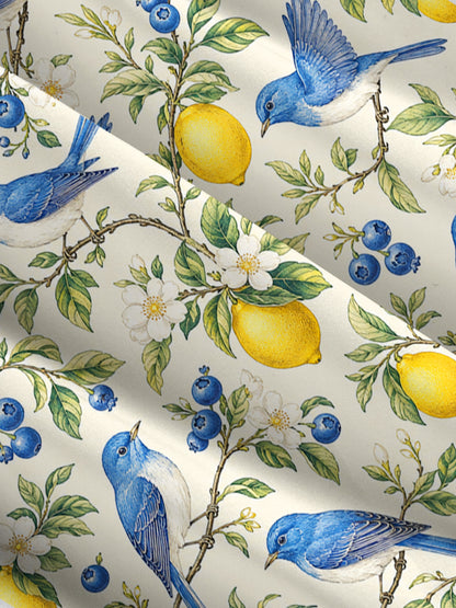 Bluebird Lemon Garden Print Wide Straps Maxi Dress With Pockets