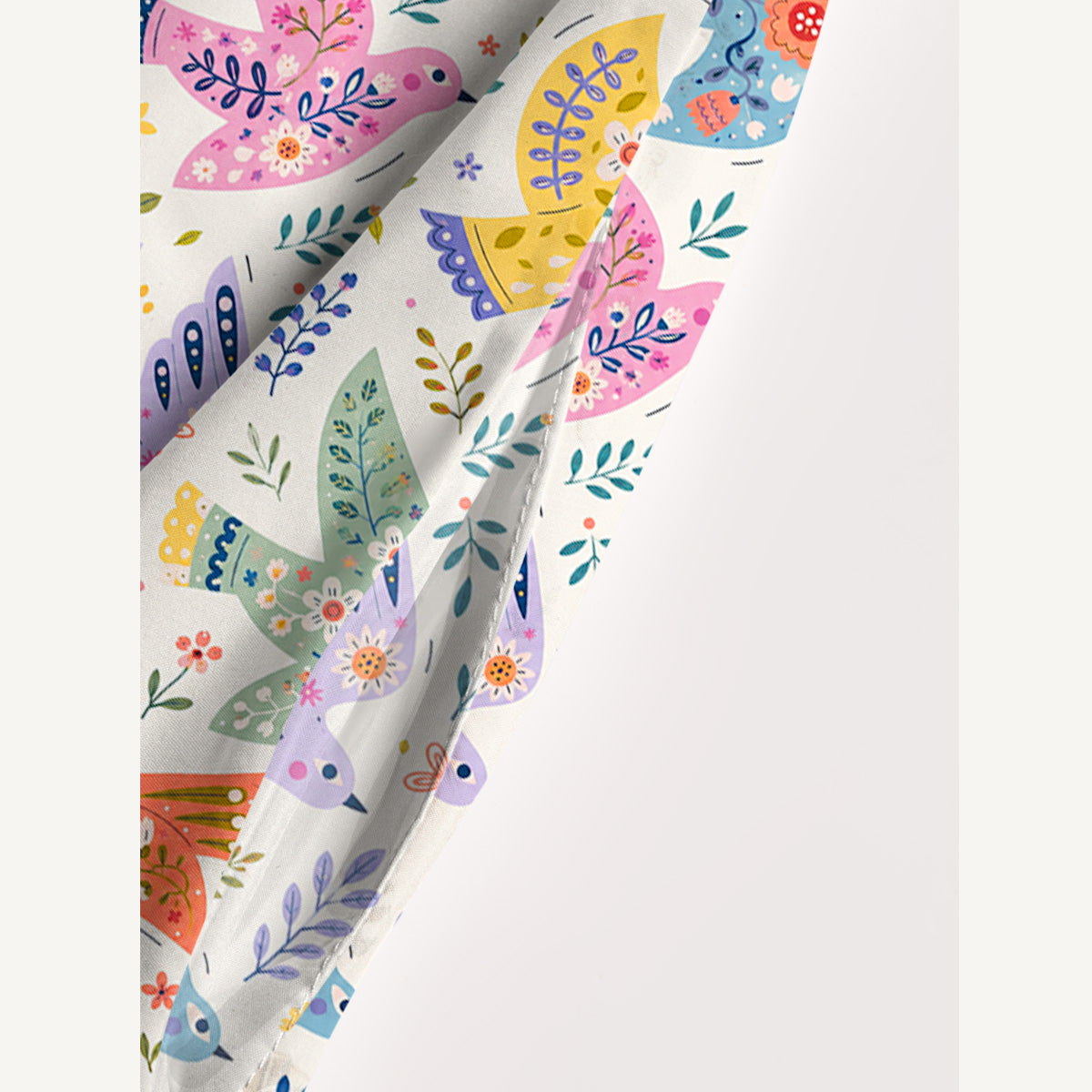 Scandinavian Folk Art Bird Pattern Print Wide Straps Maxi Dress With Pockets