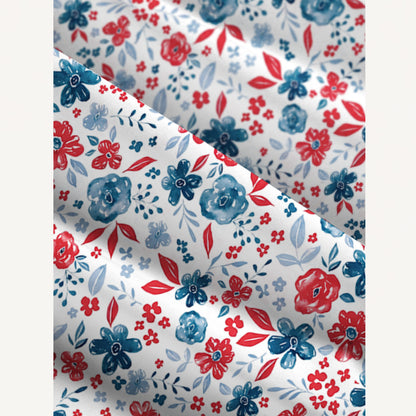 Patriotic Floral American Flag Print Wide Straps Maxi Dress With Pockets