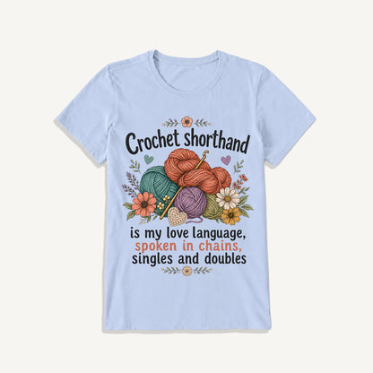 Crochet Love Language Print Crew Neck Cotton Tee