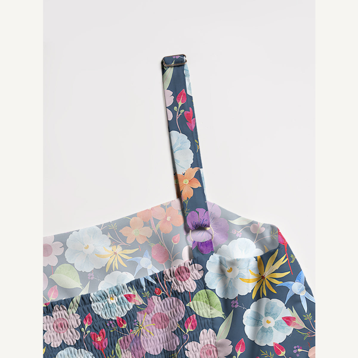 Vibrant Watercolor Bloom Print Wide Straps Maxi Dress With Pockets