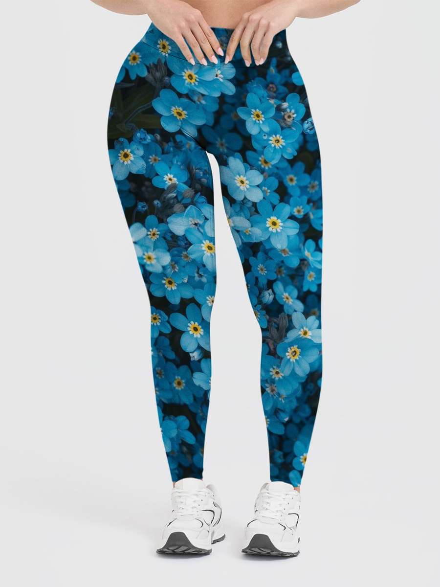 Vintage Dense Flower Field Pattern Leggings