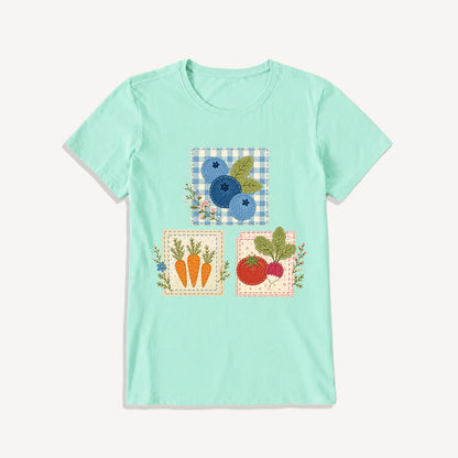 Cottage Garden Harvest Print Crew Neck Cotton Tee