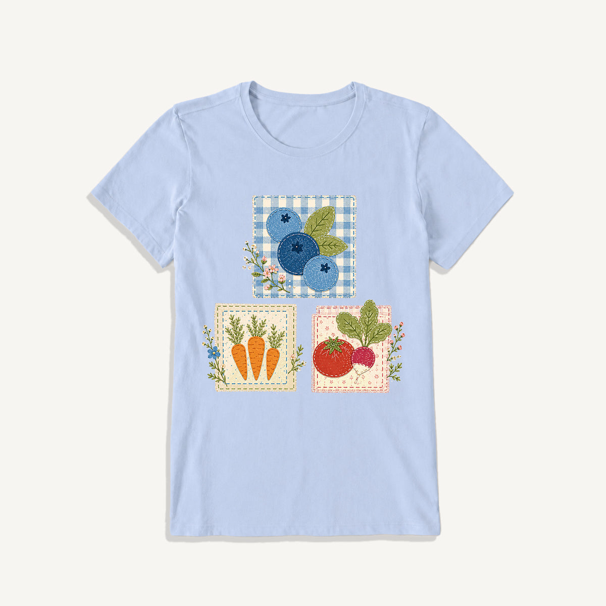 Cottage Garden Harvest Print Crew Neck Cotton Tee