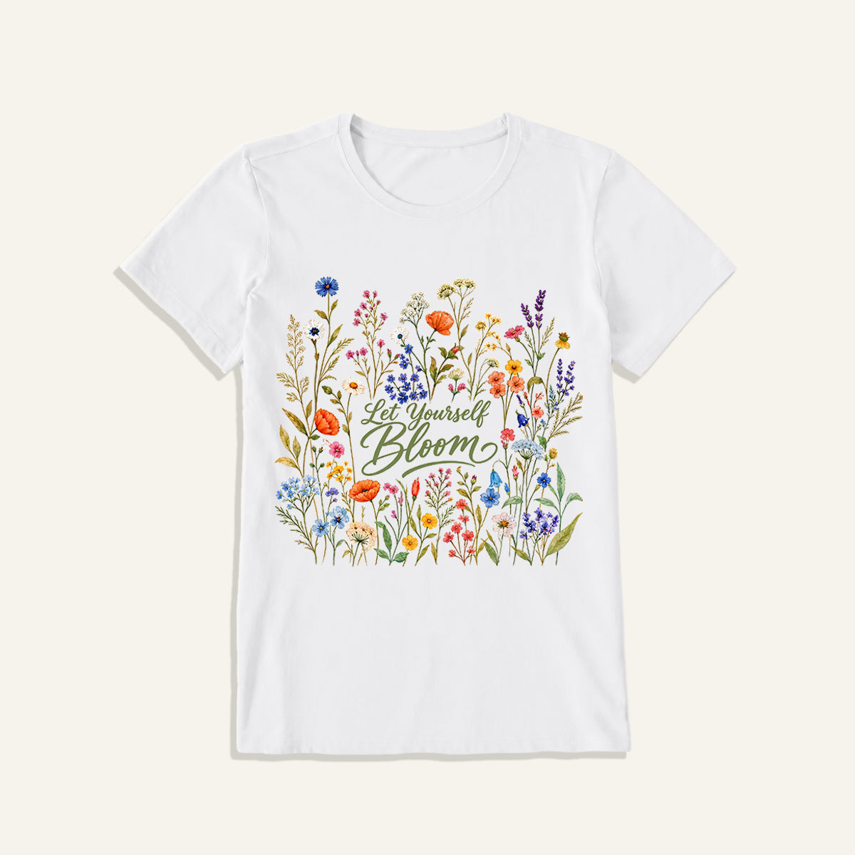 Wildflowers in the Breeze Print Crew Neck Cotton Tee