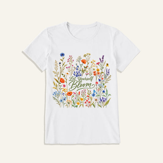 Wildflowers in the Breeze Print Crew Neck Cotton Tee