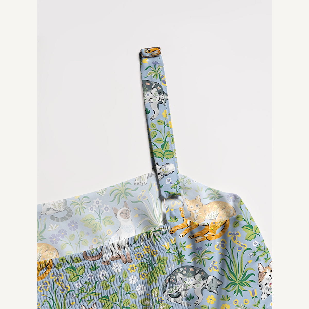 Cat Leaves Wide Straps Maxi Dress With Pockets