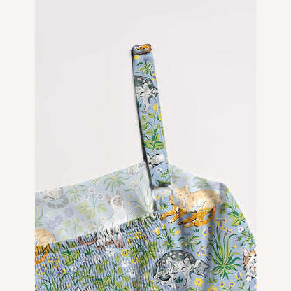 Cat Leaves Wide Straps Maxi Dress With Pockets