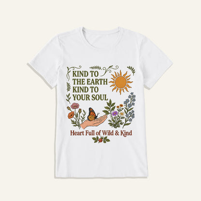 Kind Earth Kind Soul Print Crew Neck Cotton Tee