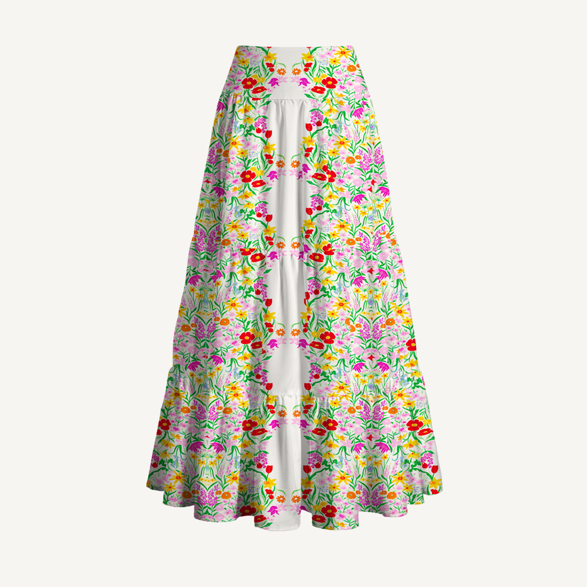 Elegant Garden Print Convertible Maxi Skirt & Strapless Dress