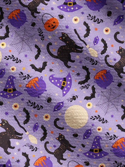 Lightweight Crew Neck Long‑Sleeve Cropped Moonlit Whiskers Print Fine‑Knit Cardigan