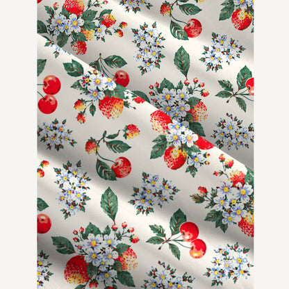 Cottage Garden Cherry Pattern Print Wide Straps Maxi Dress With Pockets