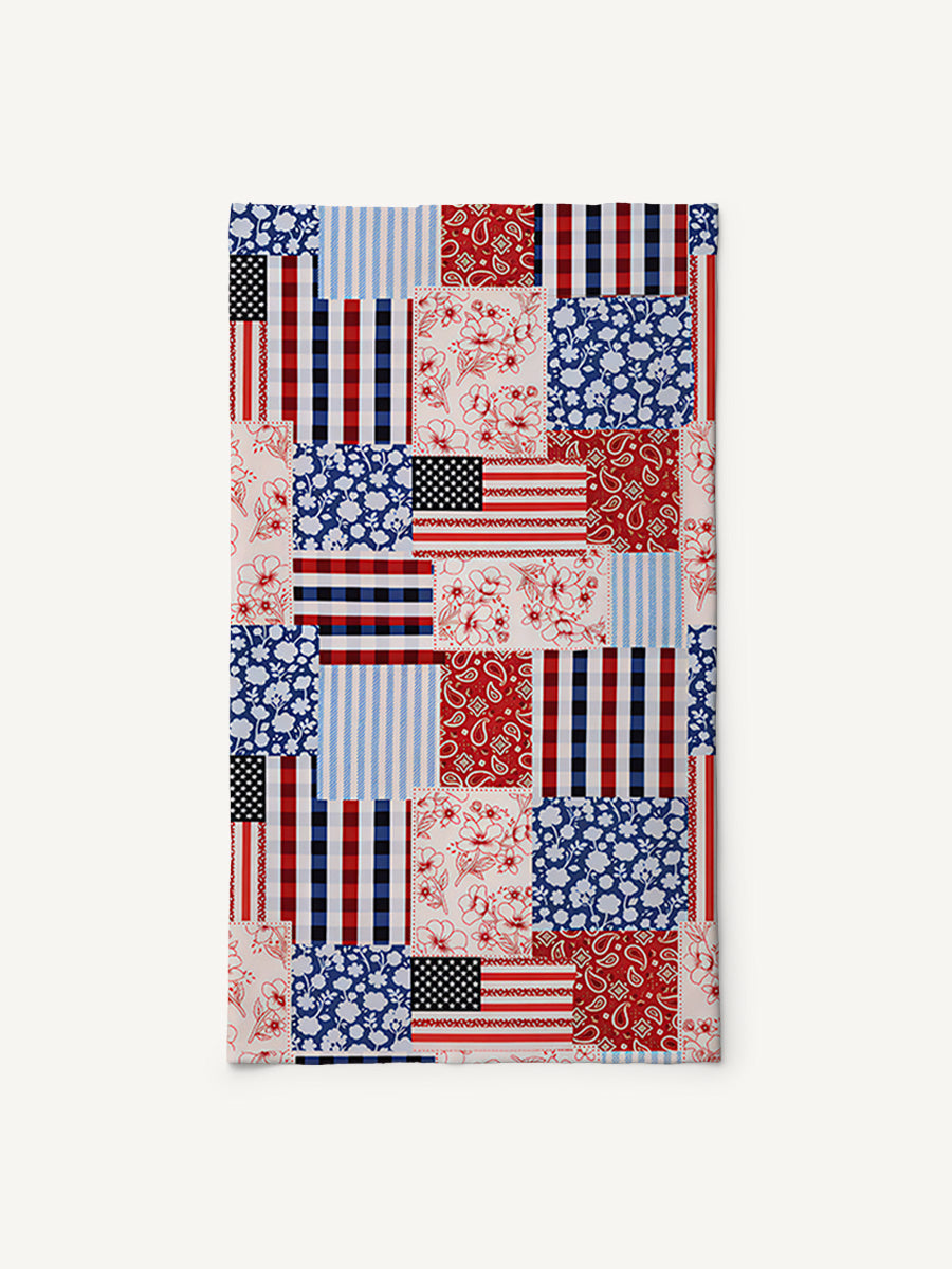 Patriotic Patchwork Quilt Print Boho Bandeau Headband