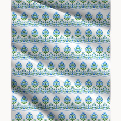 Azure Folk Print Convertible Maxi Skirt & Strapless Dress