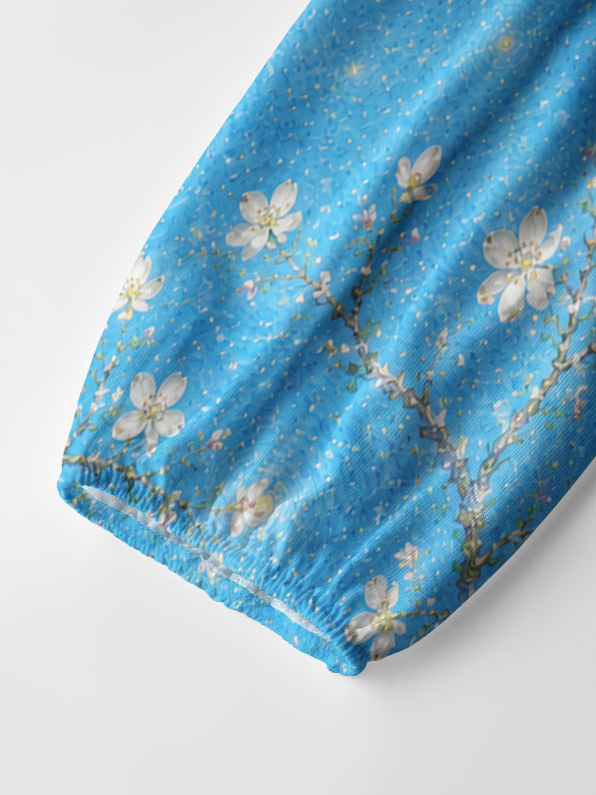 Night Garden Starry Print Boho Long Sleeve Tie‑Neck Blouse