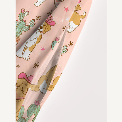 Cowgirl Dogs Pattern Print Wide Straps Maxi Dress With Pockets
