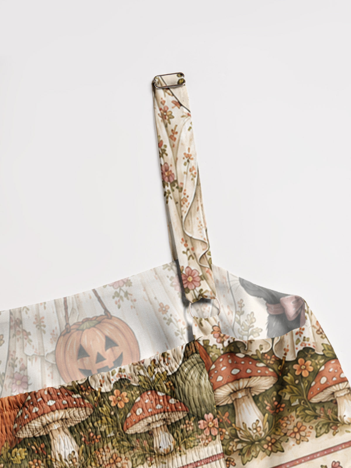 Garden Pumpkin Cat & Ghost Print Wide Straps Maxi Dress With Pockets
