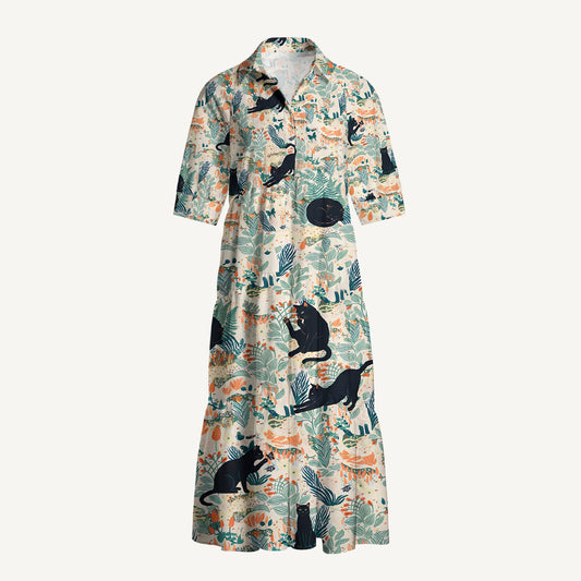 Into the Woods Midi Dress For Women With Pockets