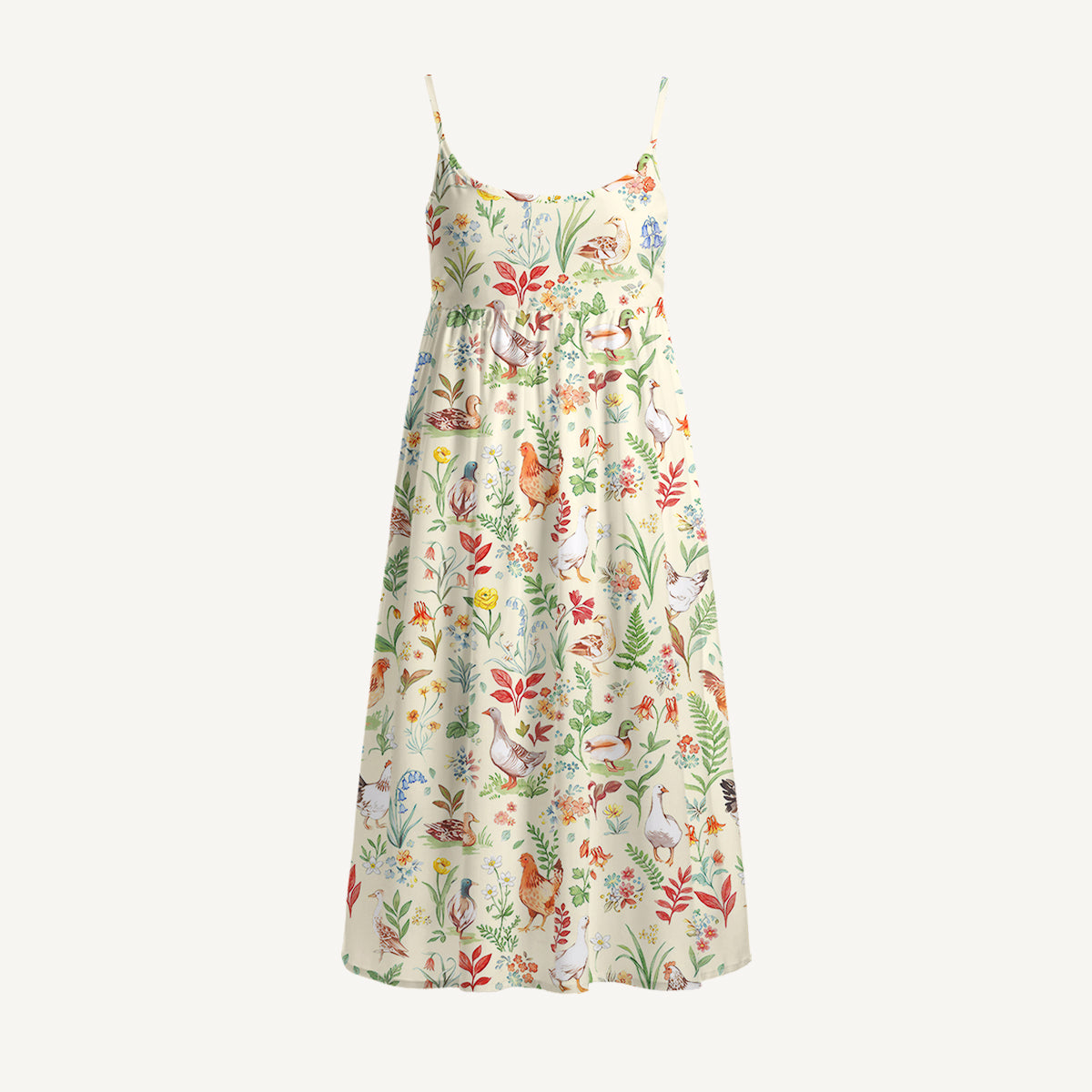 Countryside Garden Critter Print Spaghetti Strap Mini Dress