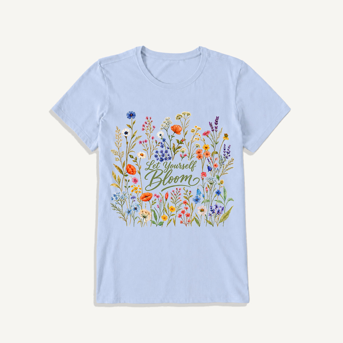 Wildflowers in the Breeze Print Crew Neck Cotton Tee