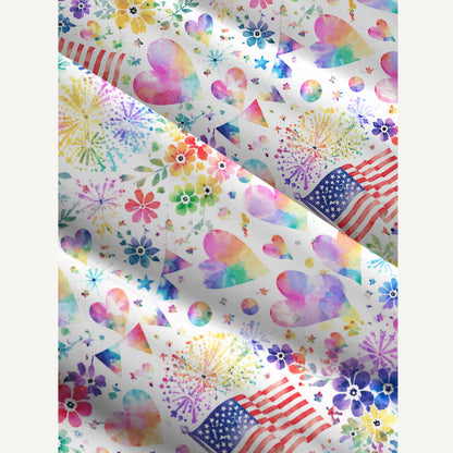 Rainbow Fireworks Garden Flag Print Wide Straps Maxi Dress With Pockets