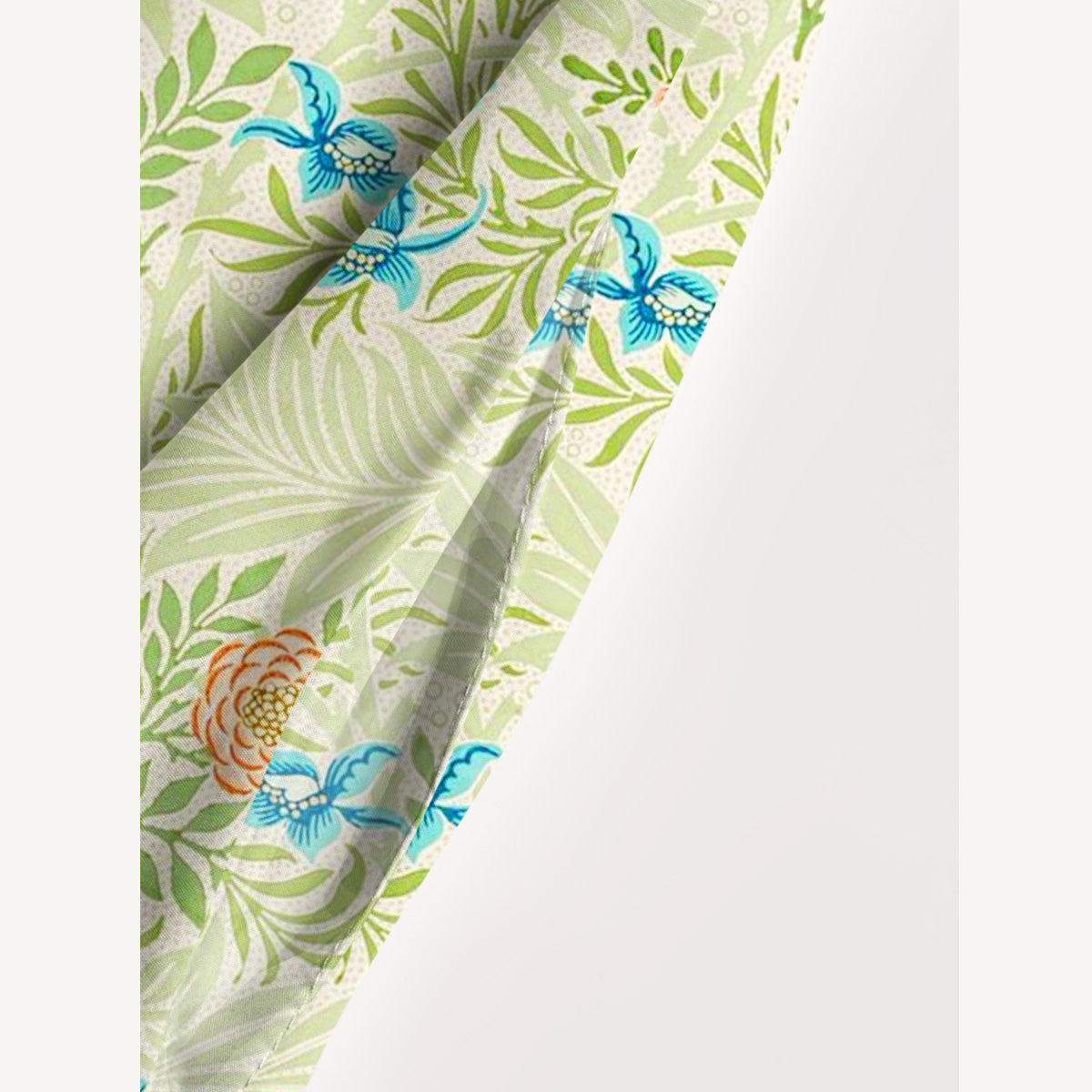 Green Foliage with Bluebirds & Peony Blossoms Print Wide Straps Maxi Dress With Pockets