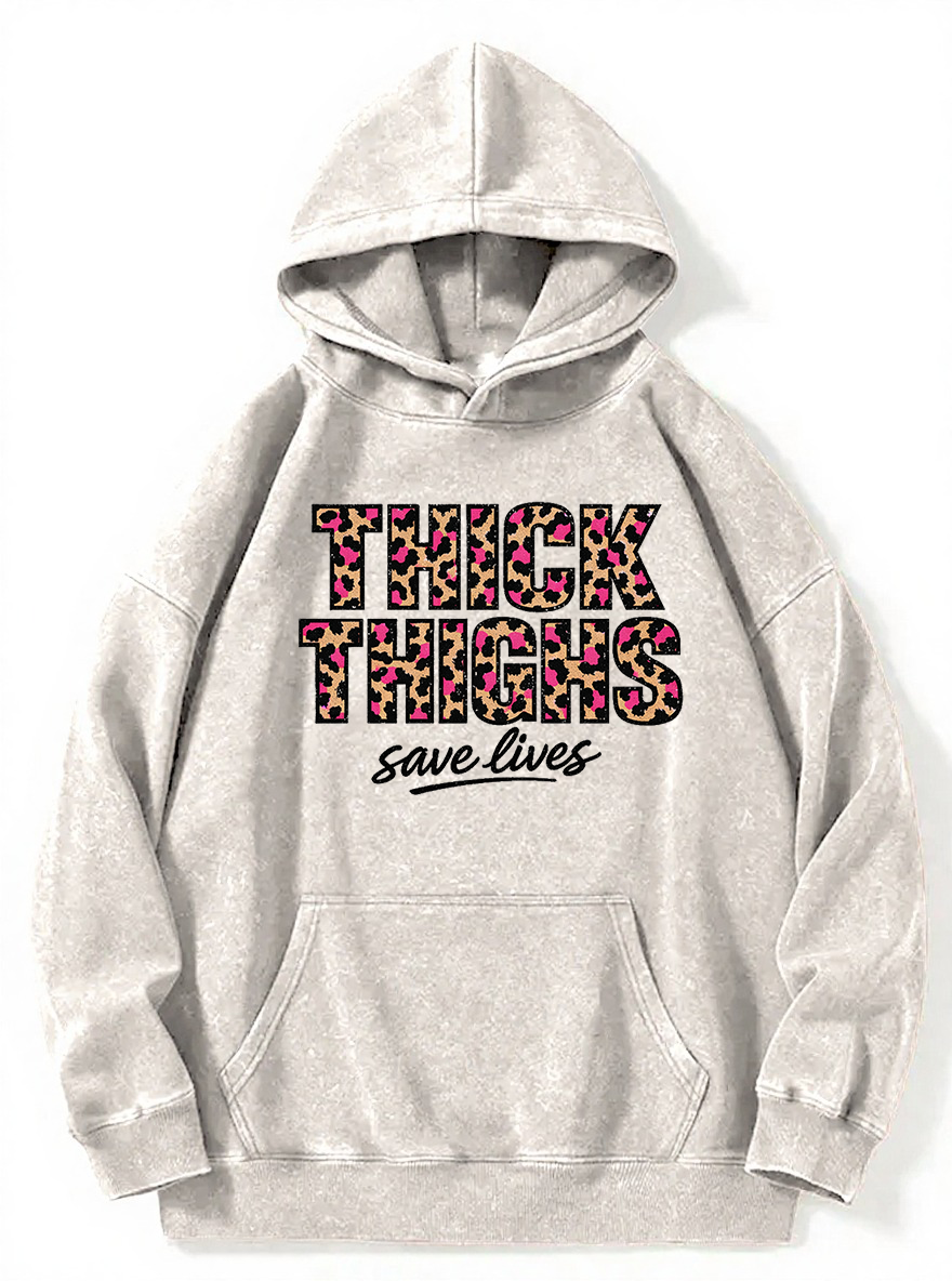 Vintage Thick Thighs Washed Hoodie