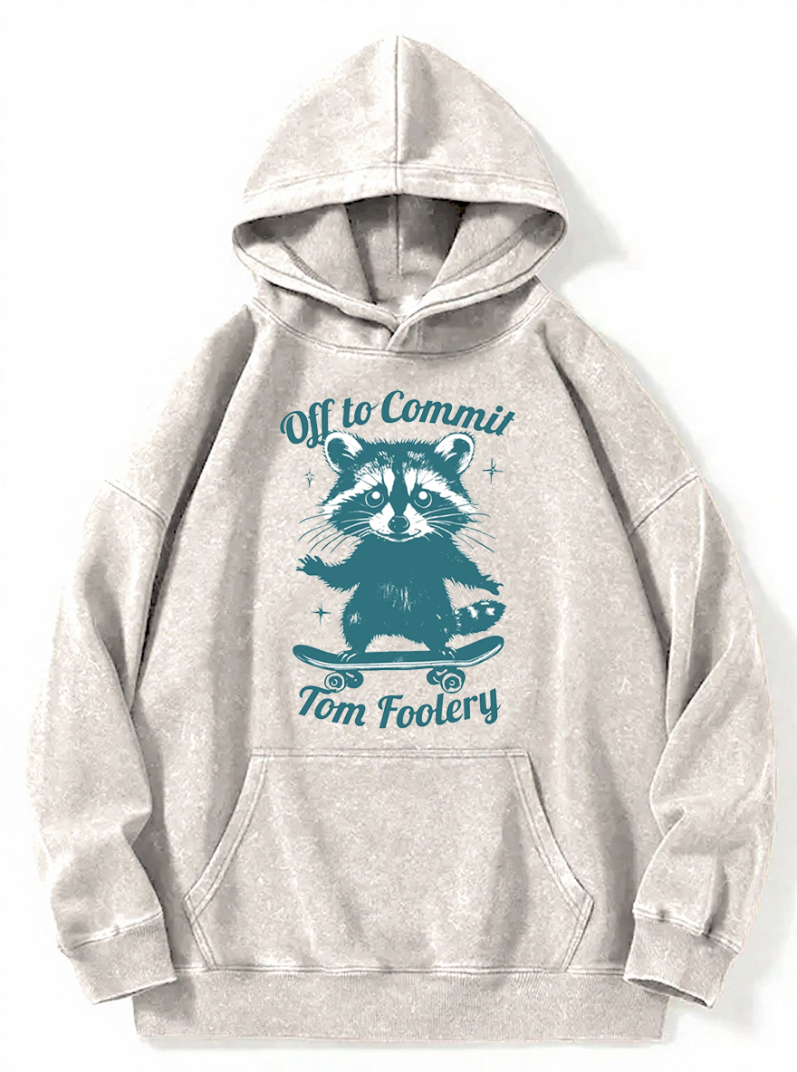 Vintage Off To Commit Tom Foolery Raccoon Washed Hoodie