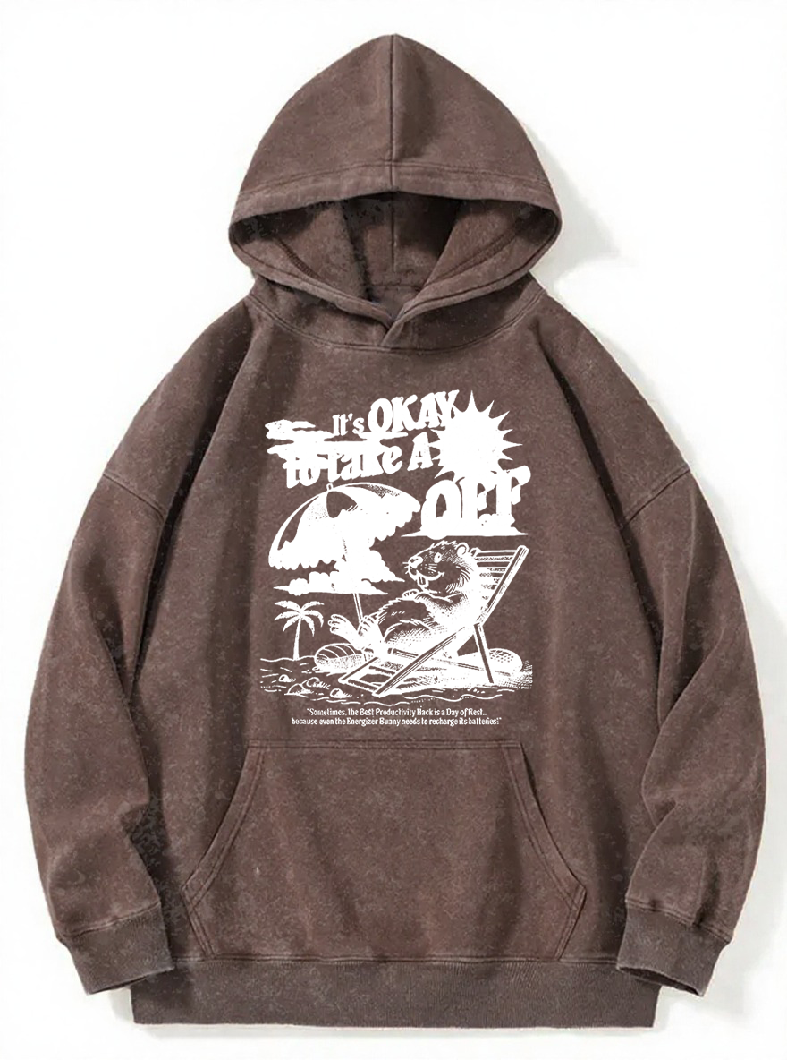Vintage It'S Okay To Take A Day Off  Mouse Washed Hoodie