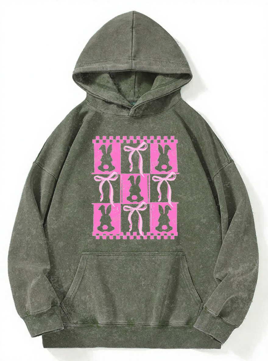 Vintage Checkered Coquette Washed Hoodie