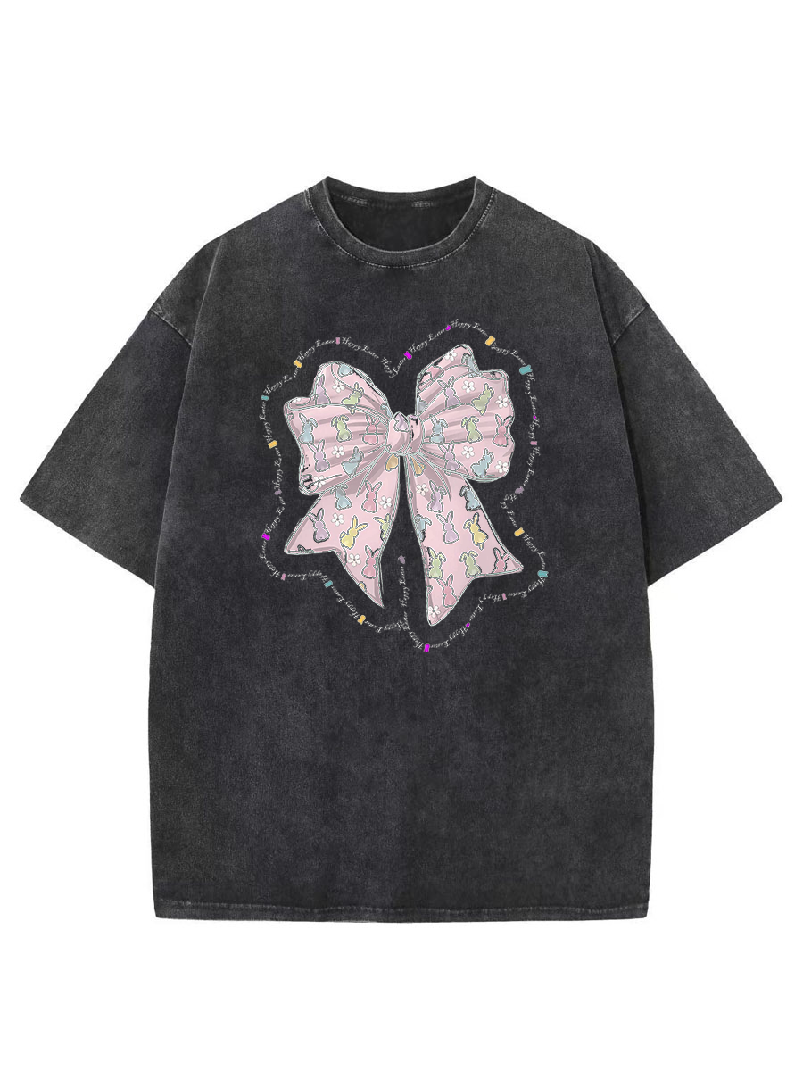 Vintage Easter Pink Bow Washed T-Shirt