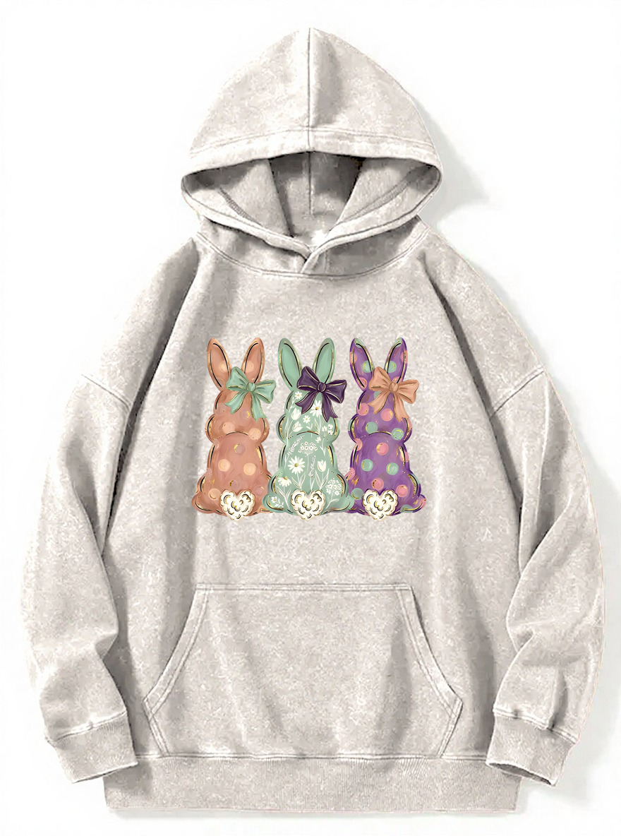 Vintage Bunnies Hand-Painted Washed Hoodie