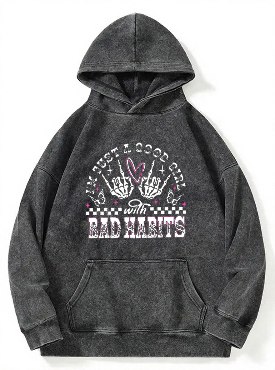 Vintage Good Girl Bad Habits Washed Hoodie