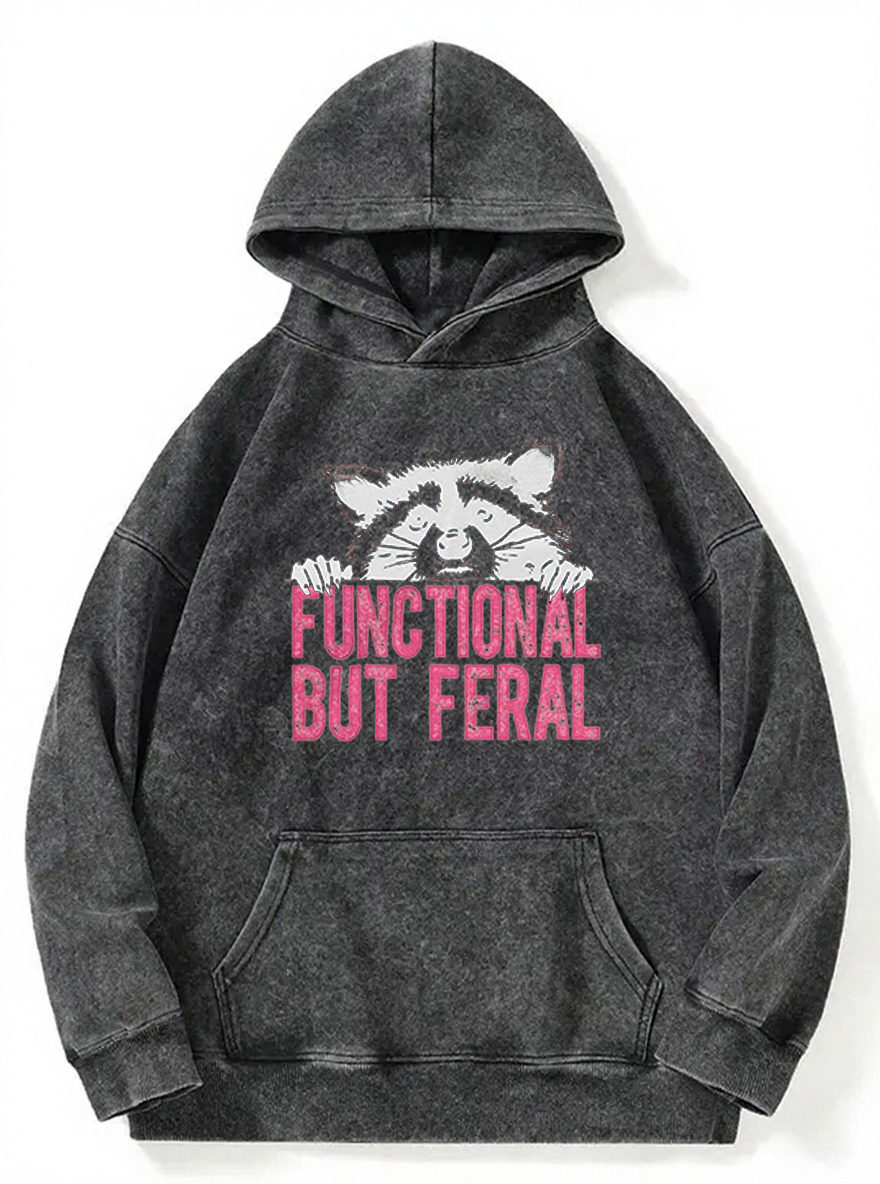Vintage Functional But Feral Washed Hoodie