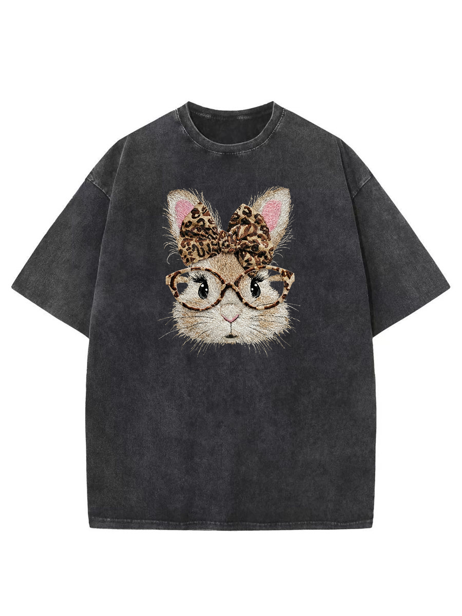 Vintage Retro Happy Easter Bunny Washed T-Shirt